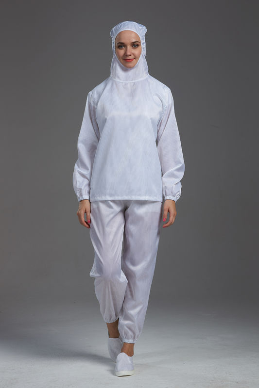 Anti static cleanroom ESD sterilized white color jacket and pant non-zipper for class 1000