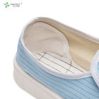 Breathable lint-free esd PU anti static clean room shoes blue stripe canvas safety shoes for electronic industry